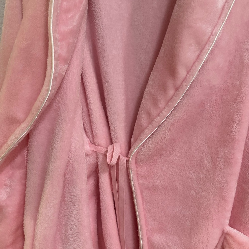 Liz Claiborne Plush Fleece Robe Pink Belted Long Sleeve Size S - Picture 7 of 12